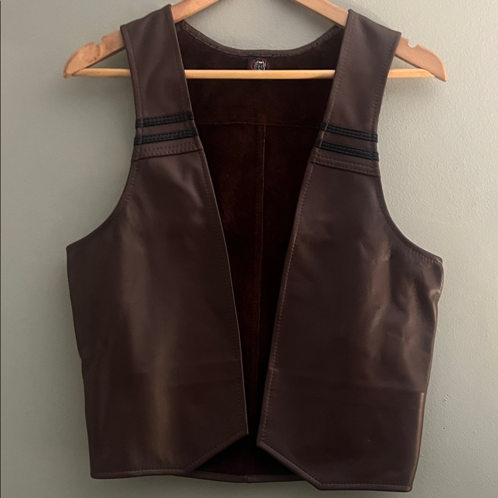 Men's Brown Leather Vest